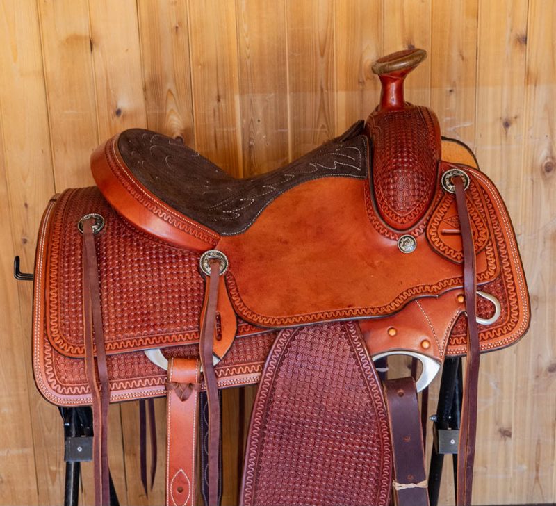 TEAM ROPER SADDLE 14" CHESTNUT WITH BOX STAMPING