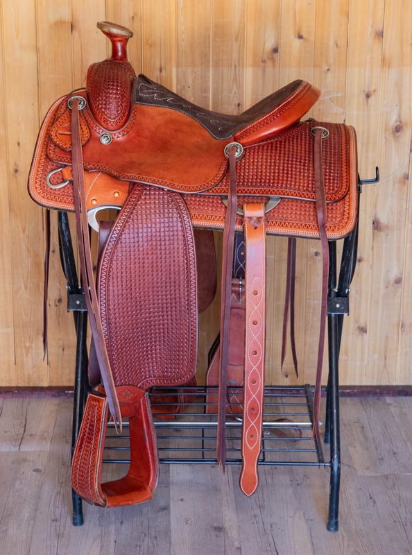 TEAM ROPER SADDLE 14" CHESTNUT WITH BOX STAMPING